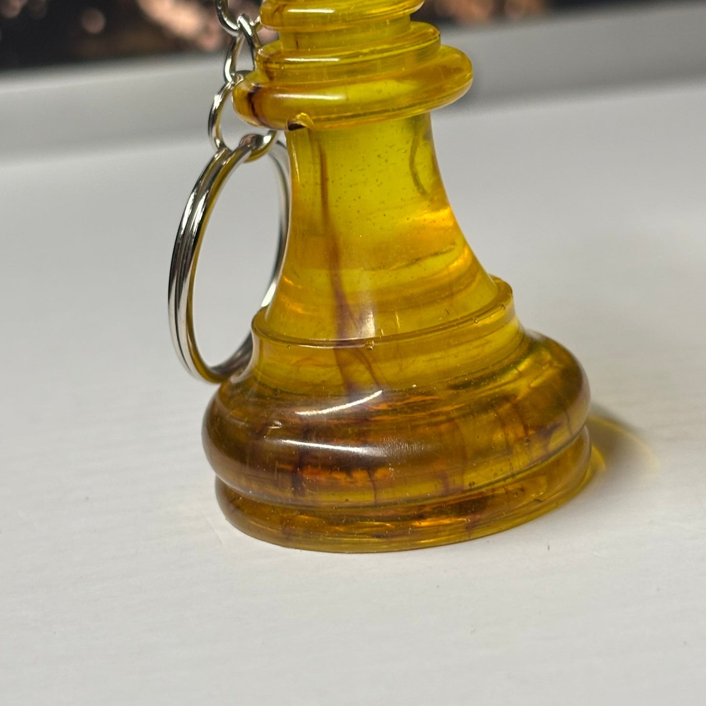Translucent Yellow Bishop - Handmade Resin Keychain - Large Edition