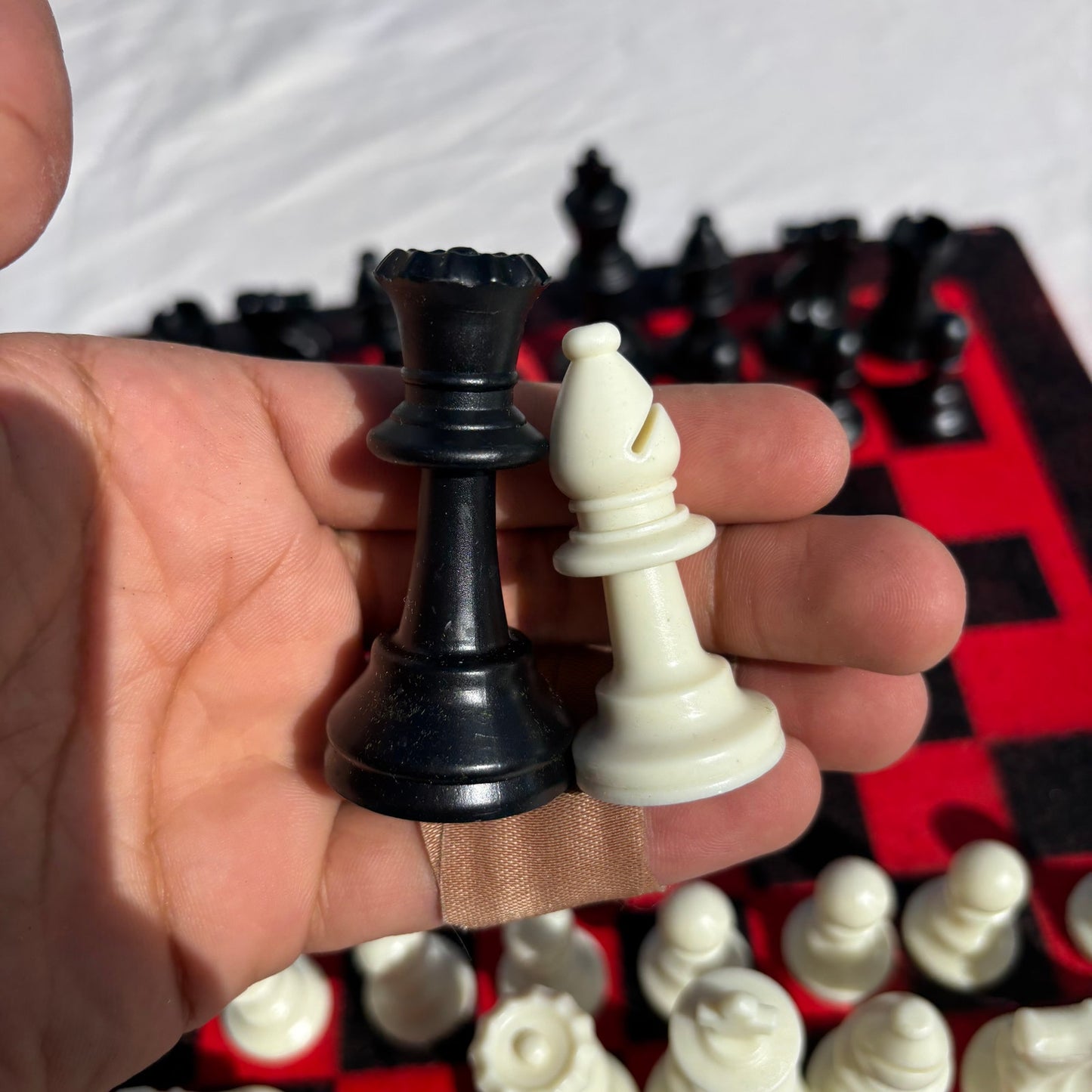 Red & Black - Painted Chess Set