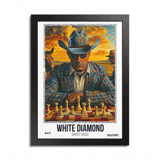 White Diamond - Collection 2 Card #09 - Sunset Card Poster Framed 12"x16"