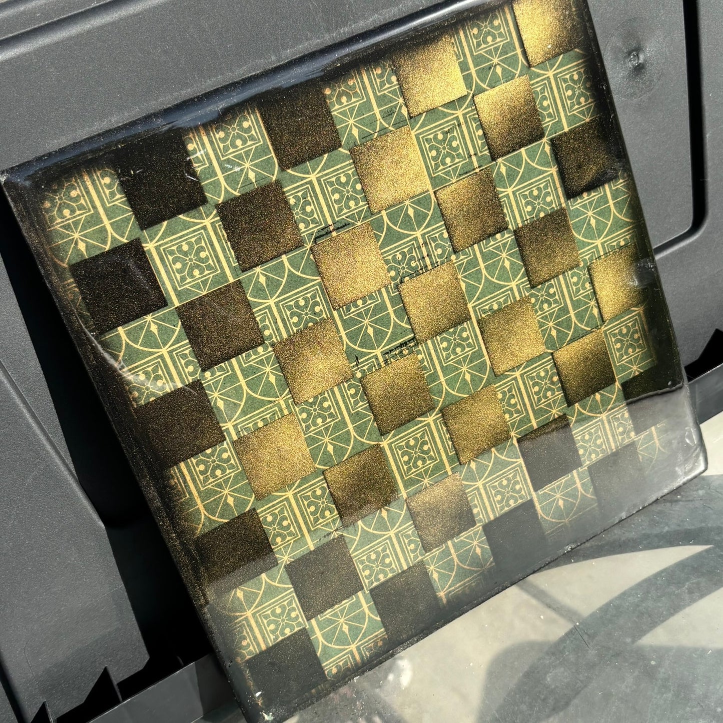 Golden Supreme Green - Resin Coated Chess Board