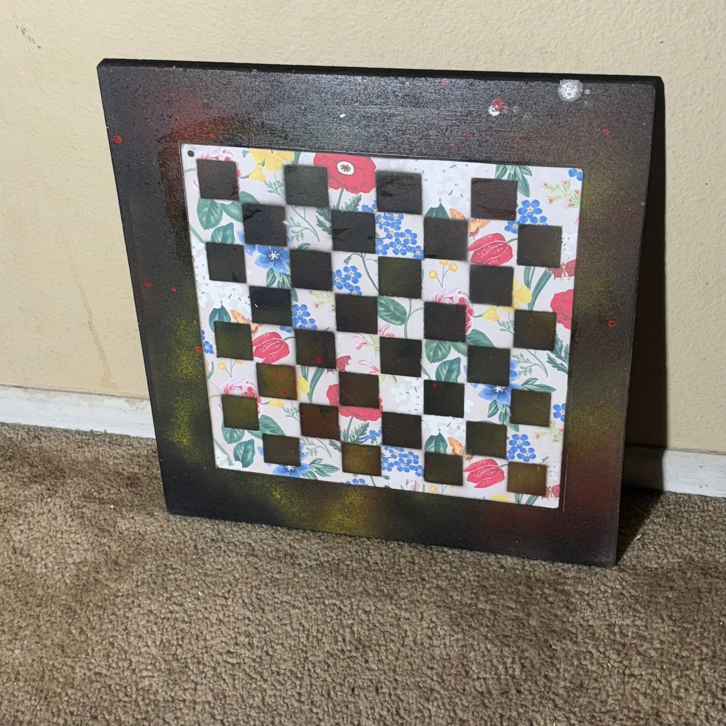 Colorful Flower Garden Pattern - Large Scrapbook Chess Board