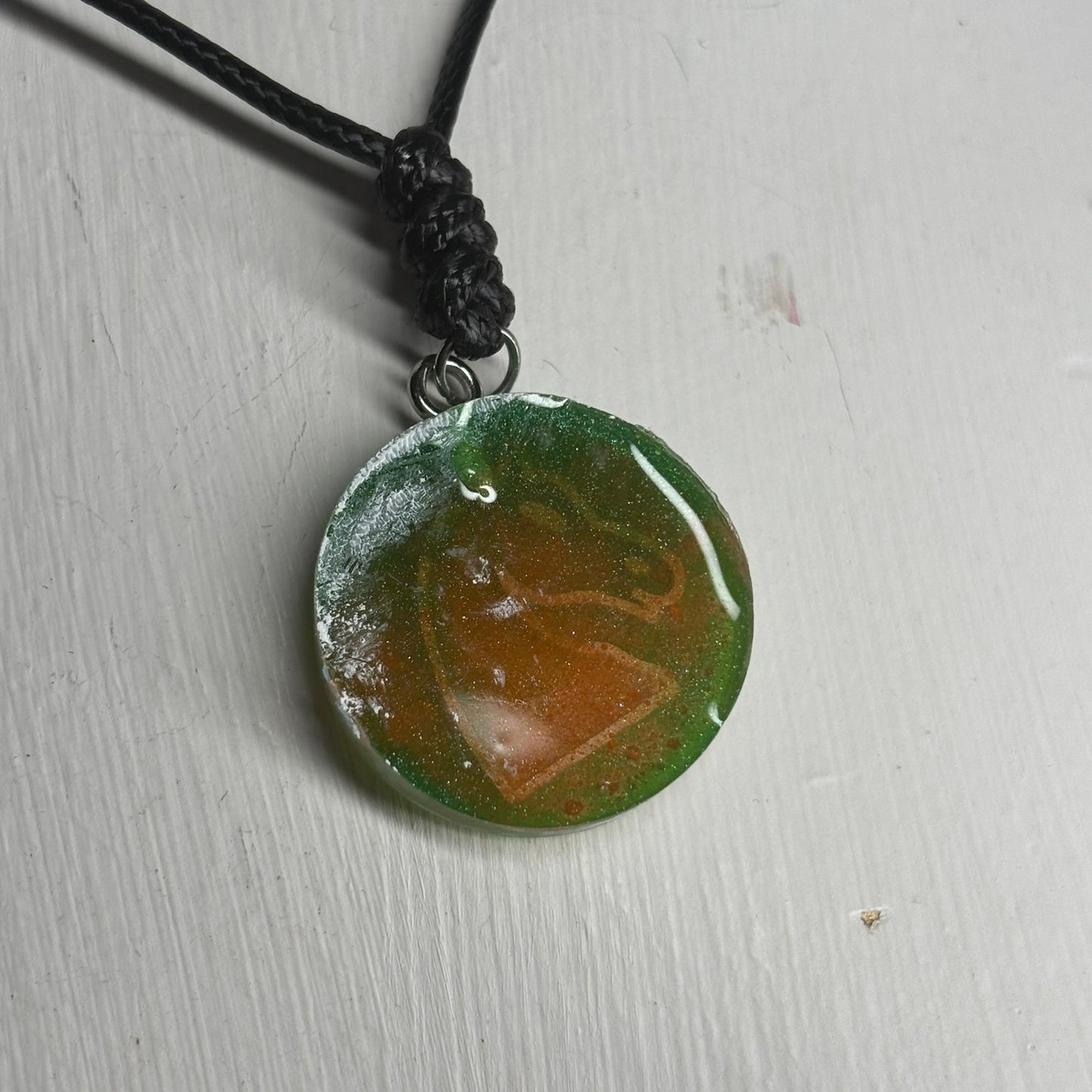 Green Orange Knight - Handmade Resin Chess Necklace