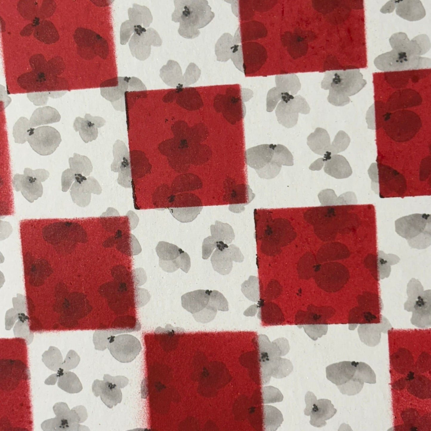 Gray White & Red - Scrapbook Chess Board