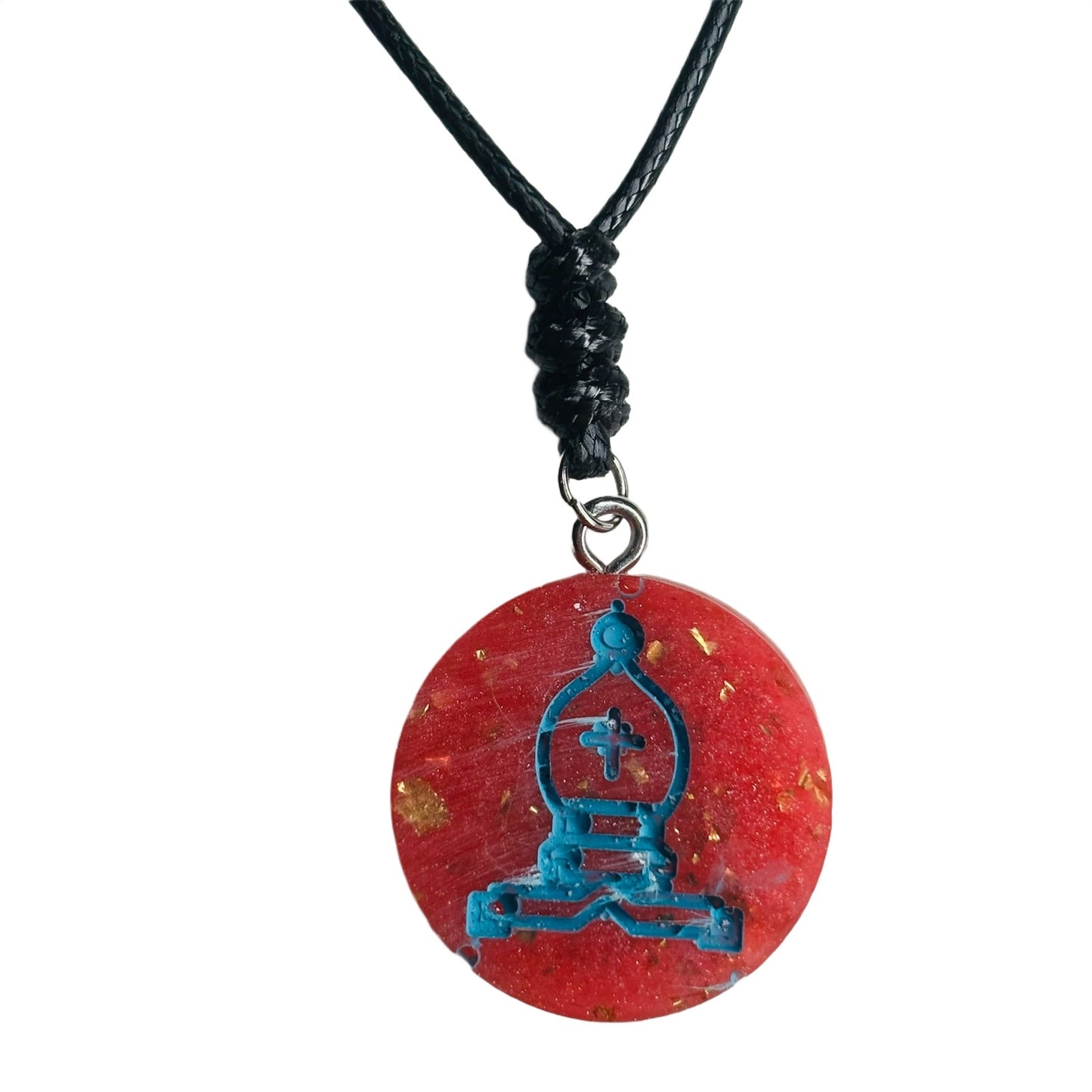 Red Crystal Bishop - Handmade Resin Chess Necklace