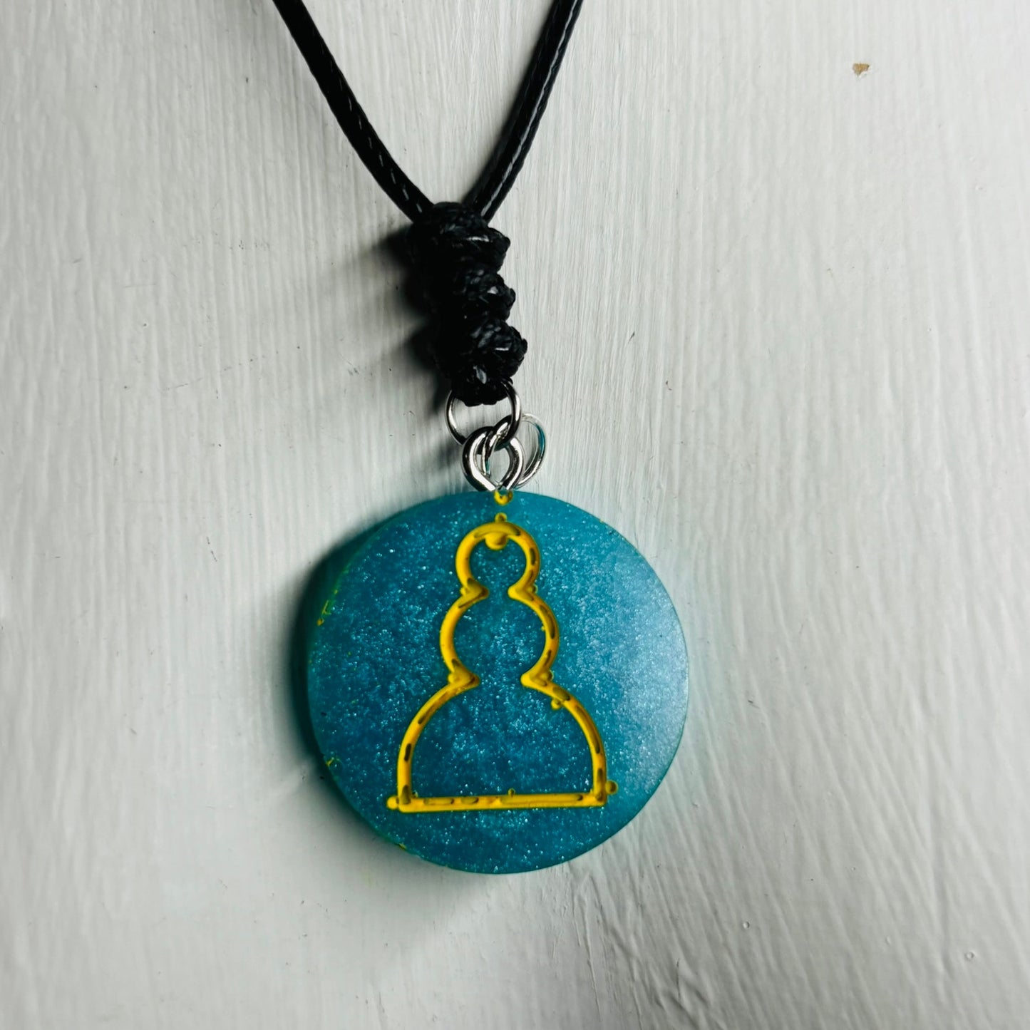Ambient Blue Pawn - Handmade Resin Chess Necklace