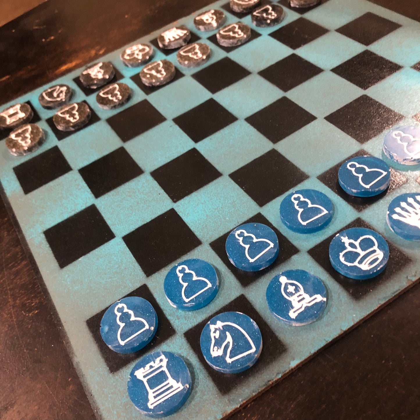 Cold Blue - Painted Chess Set