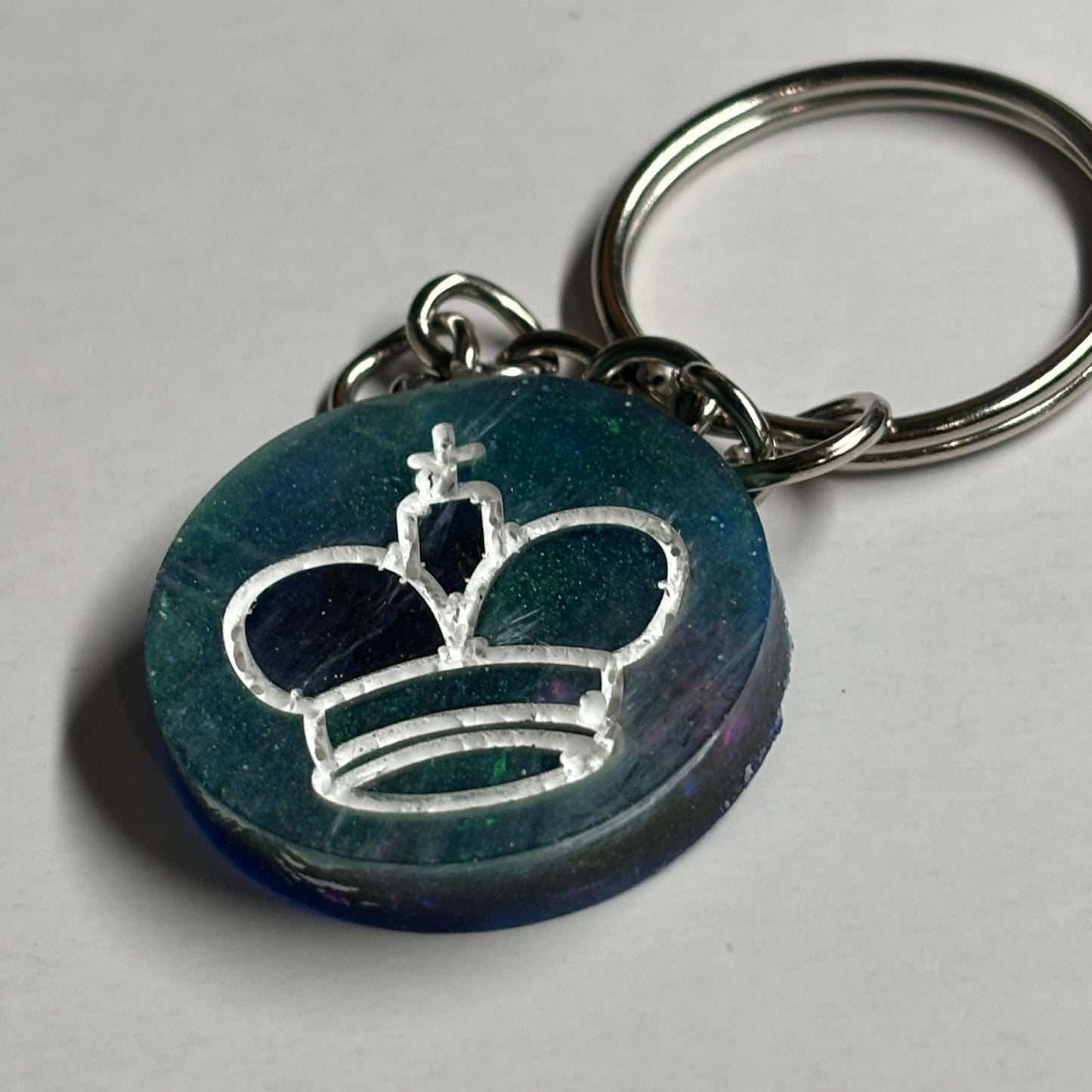 Bluish Green King - Handmade Resin Keychain