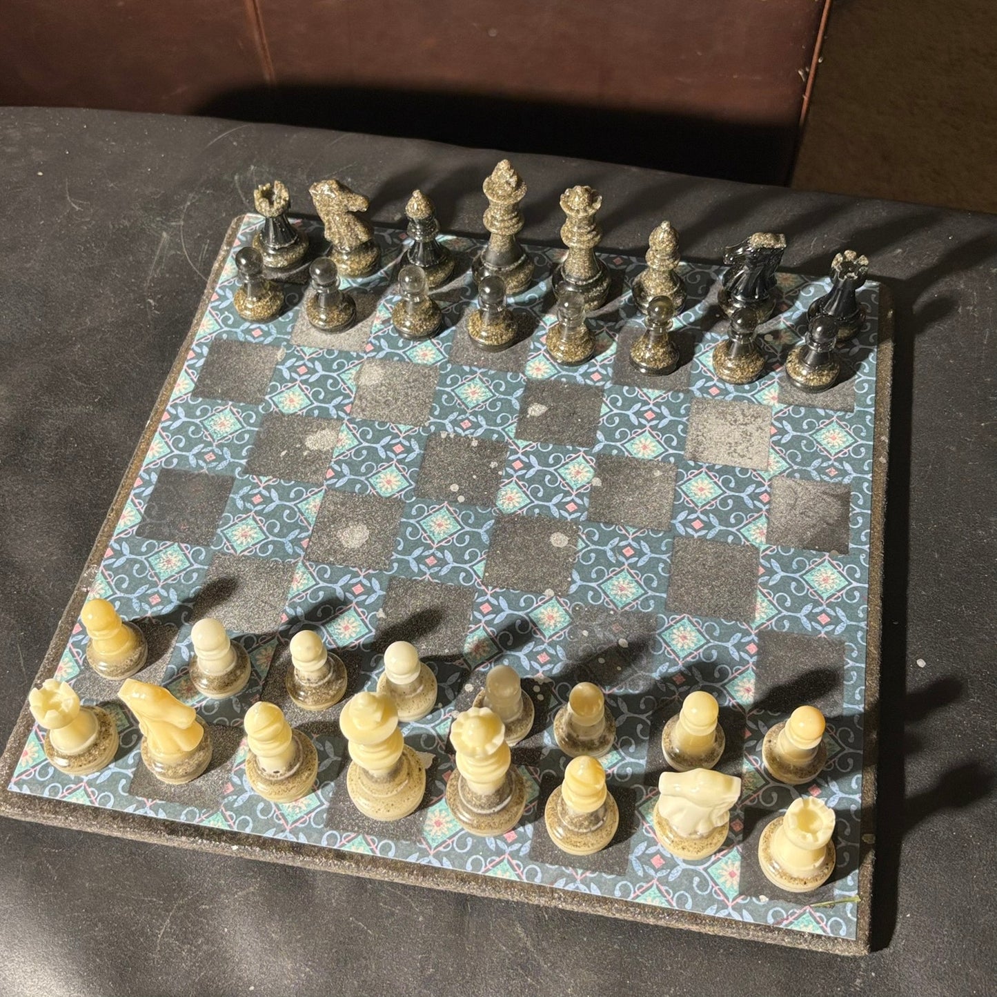 Vintage Aqua Pattern - Scrapbook Chess Set