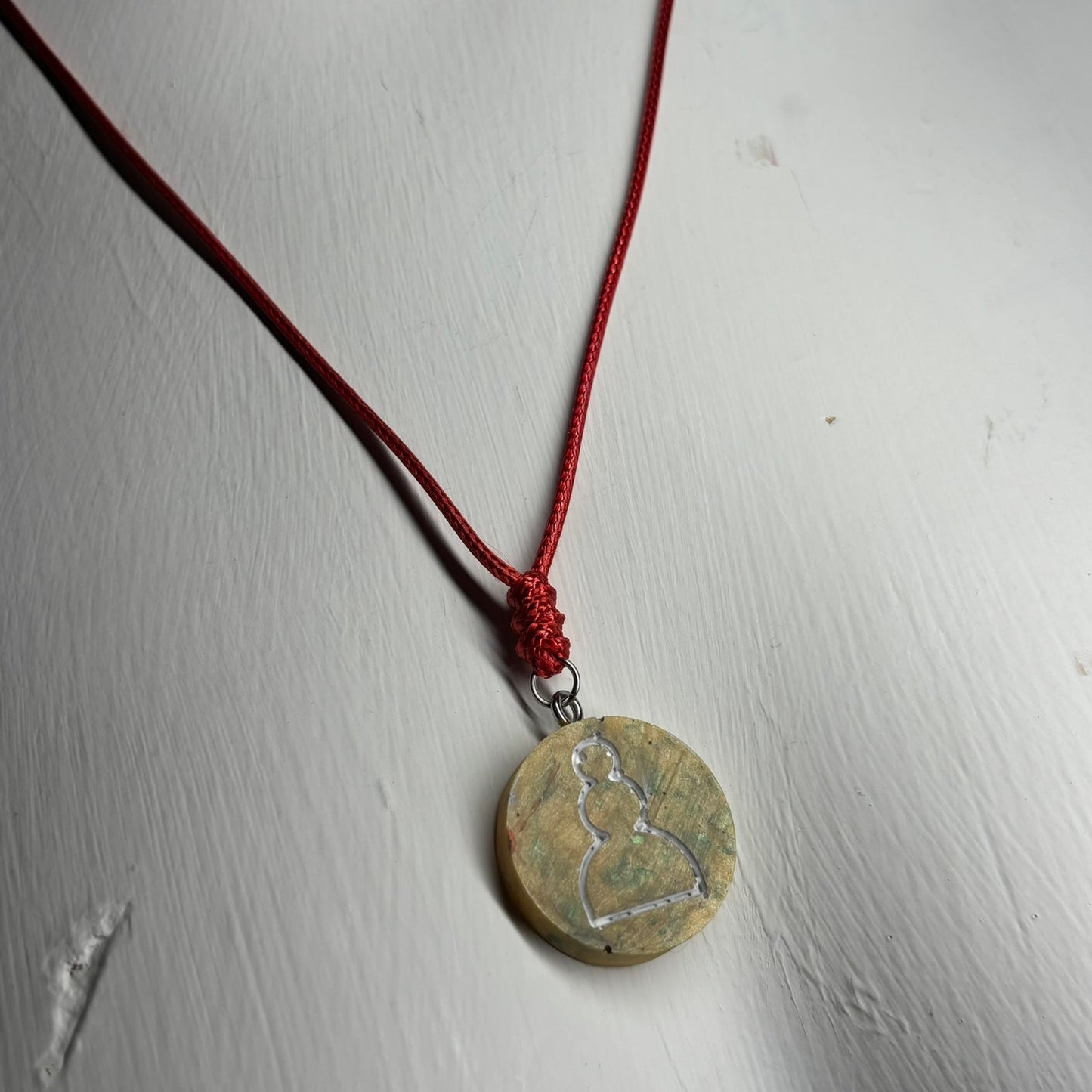 Tattered Yellow Pawn - Handmade Resin Chess Necklace
