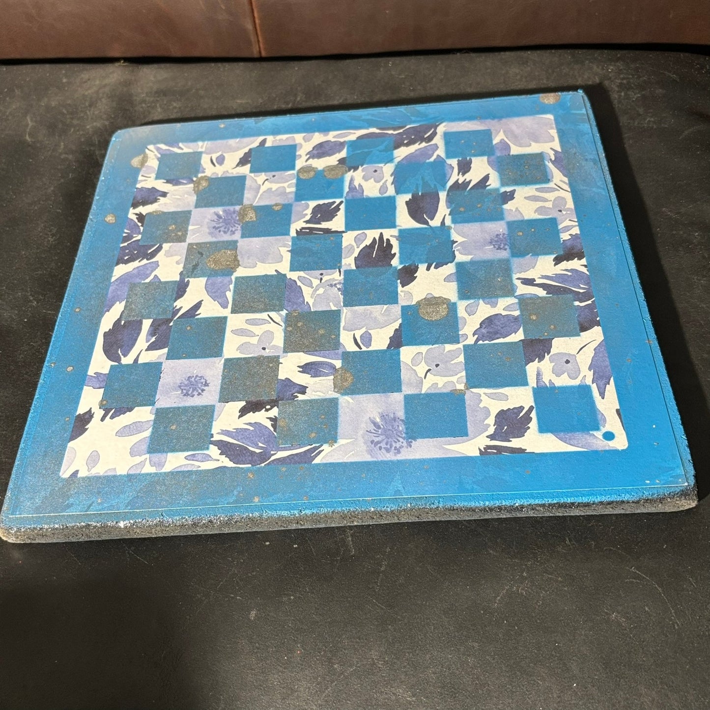 Blue Leaves - Scrapbook Chess Board