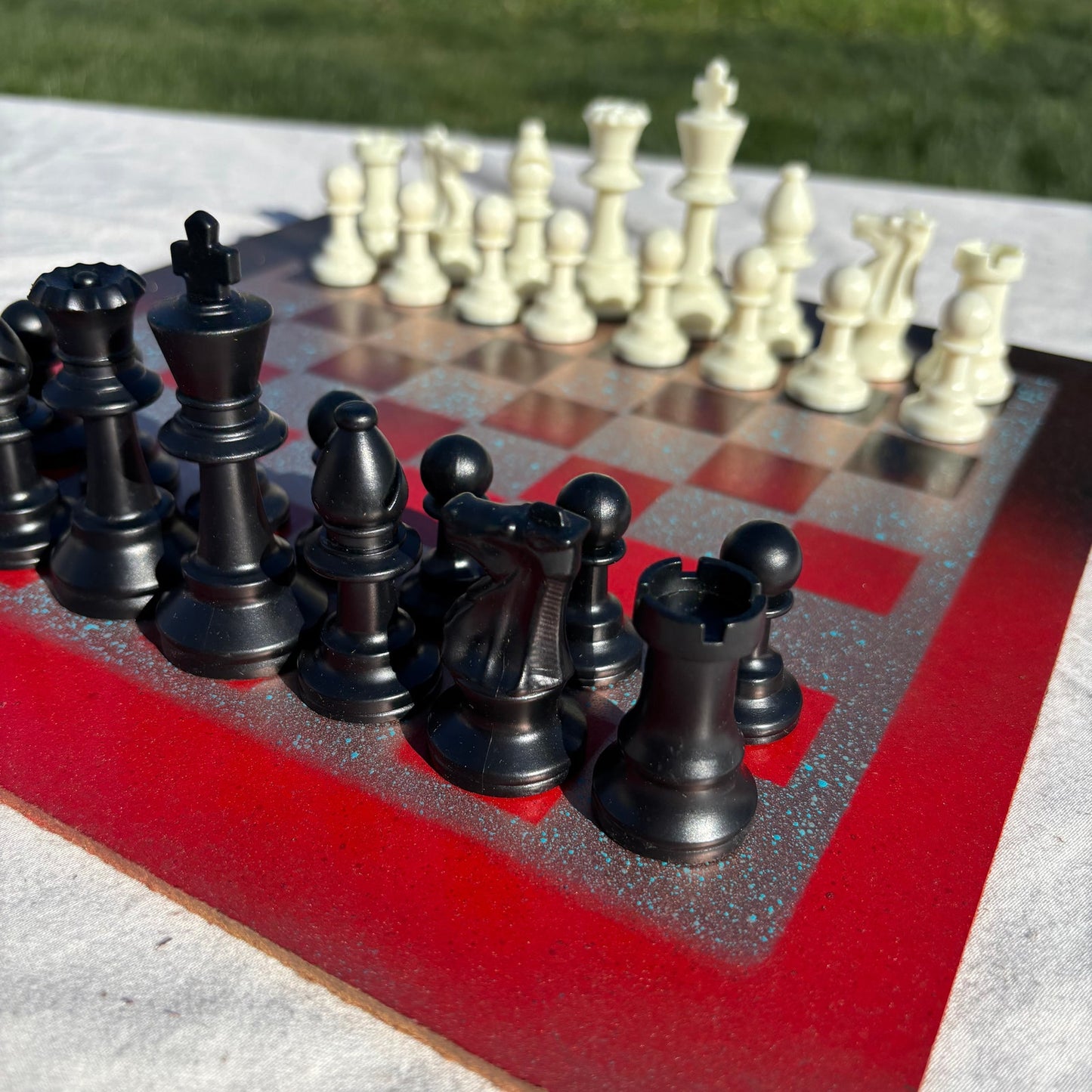 Speckled Golden Red - Painted Chess Set