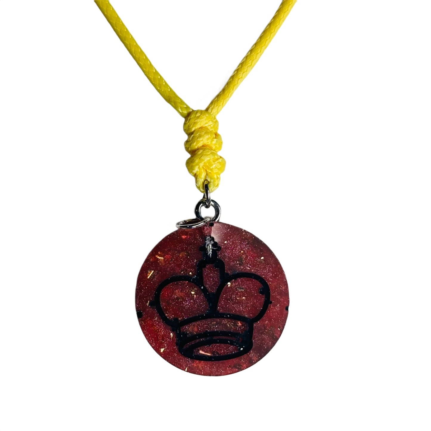 Crystal Dark Red King - Handmade Resin Chess Necklace