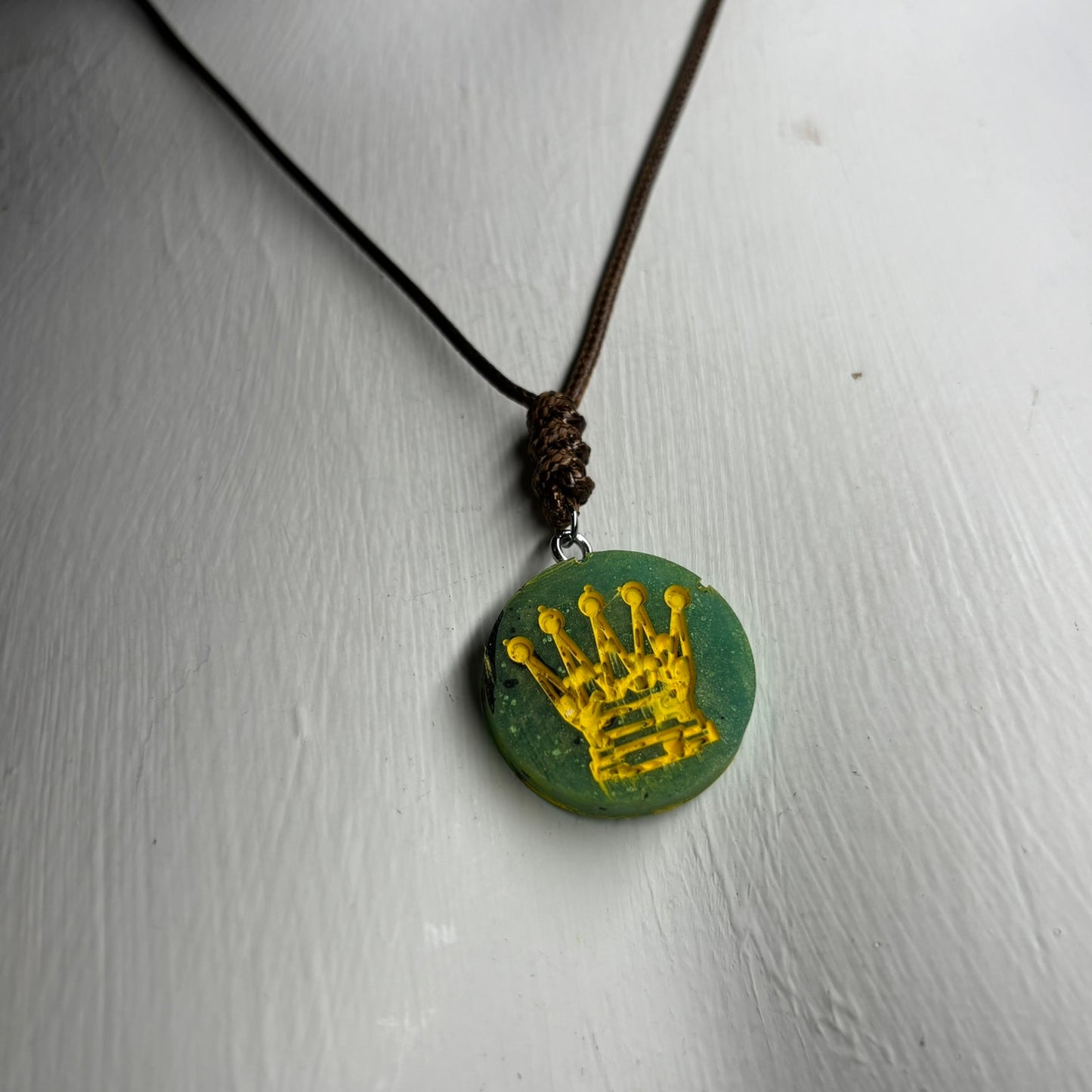 Natured Green Queen - Handmade Resin Chess Necklace