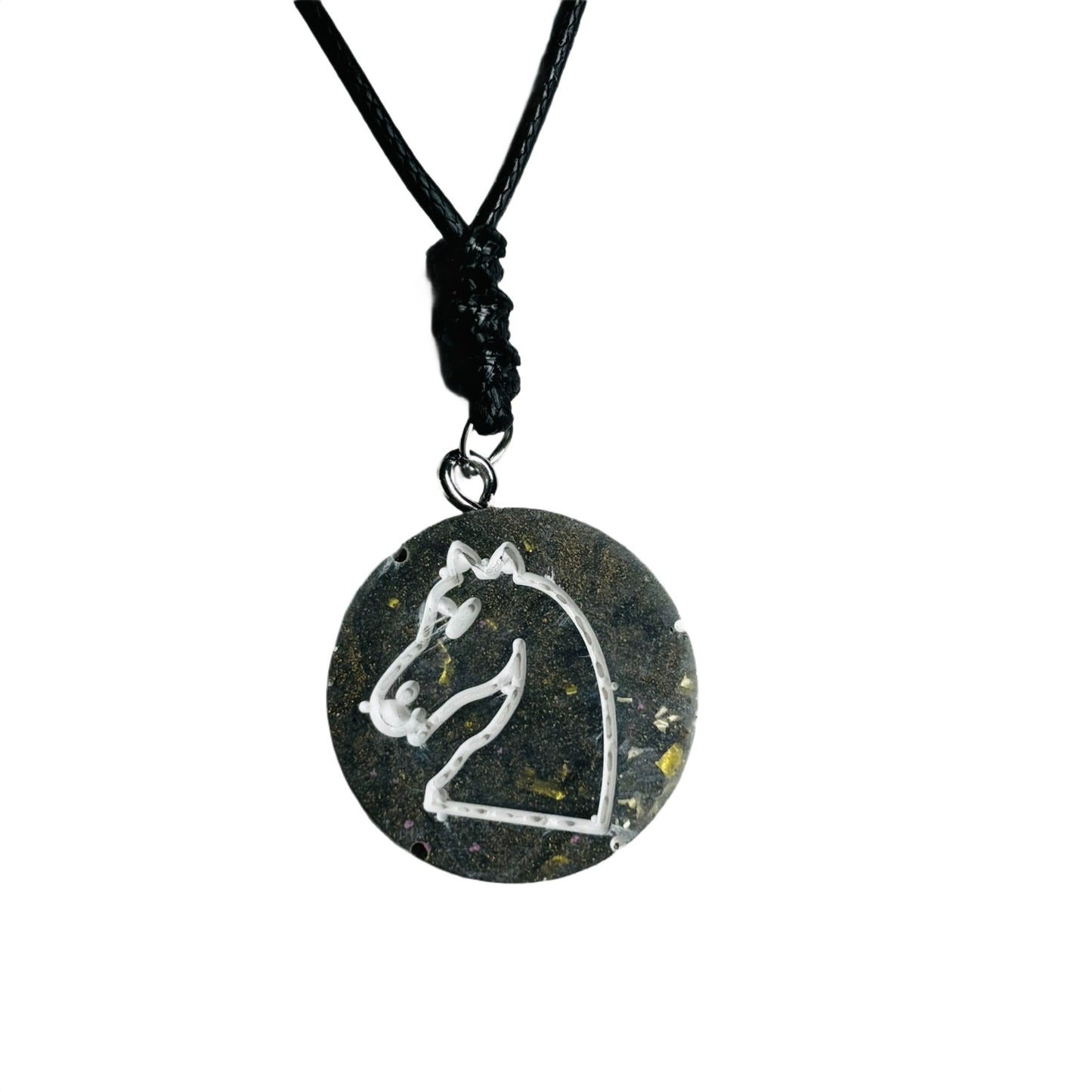 Dark Green Knight - Handmade Resin Chess Necklace