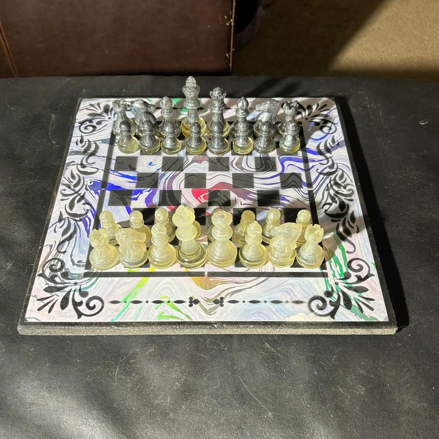 Chrome Shine Pattern - Scrapbook Chess Set
