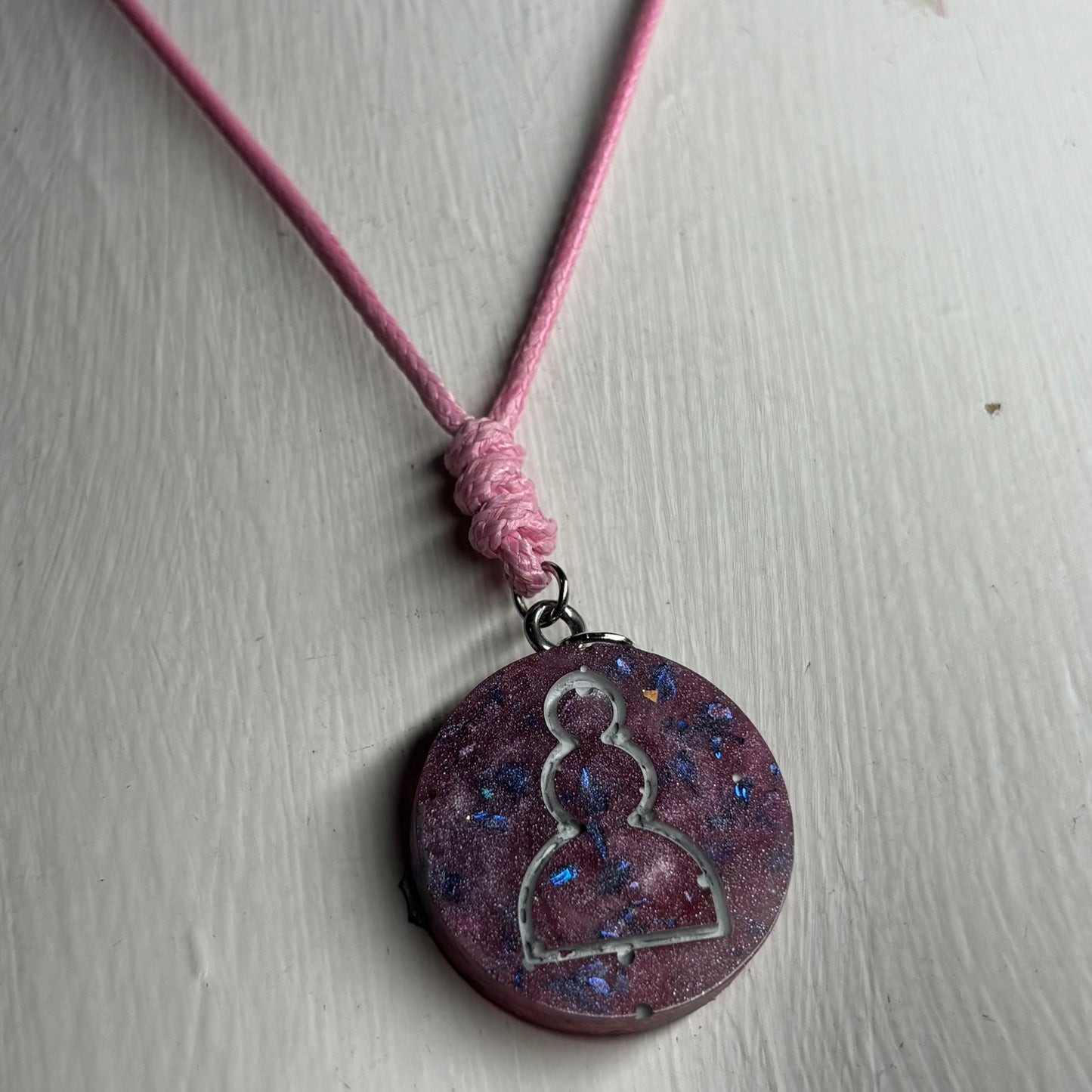Purple Crystal Pawn - Handmade Resin Chess Necklace