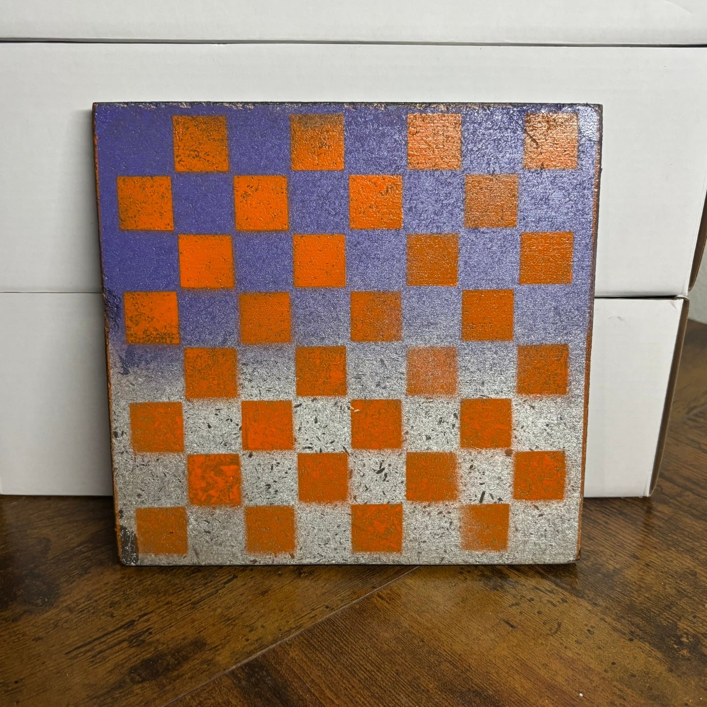 Orange & Purple Fade - Painted Double Sided Chess Board