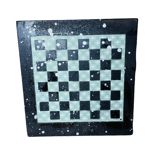 Green Patterned Chrome Drip - Large Scrapbook Chess Board