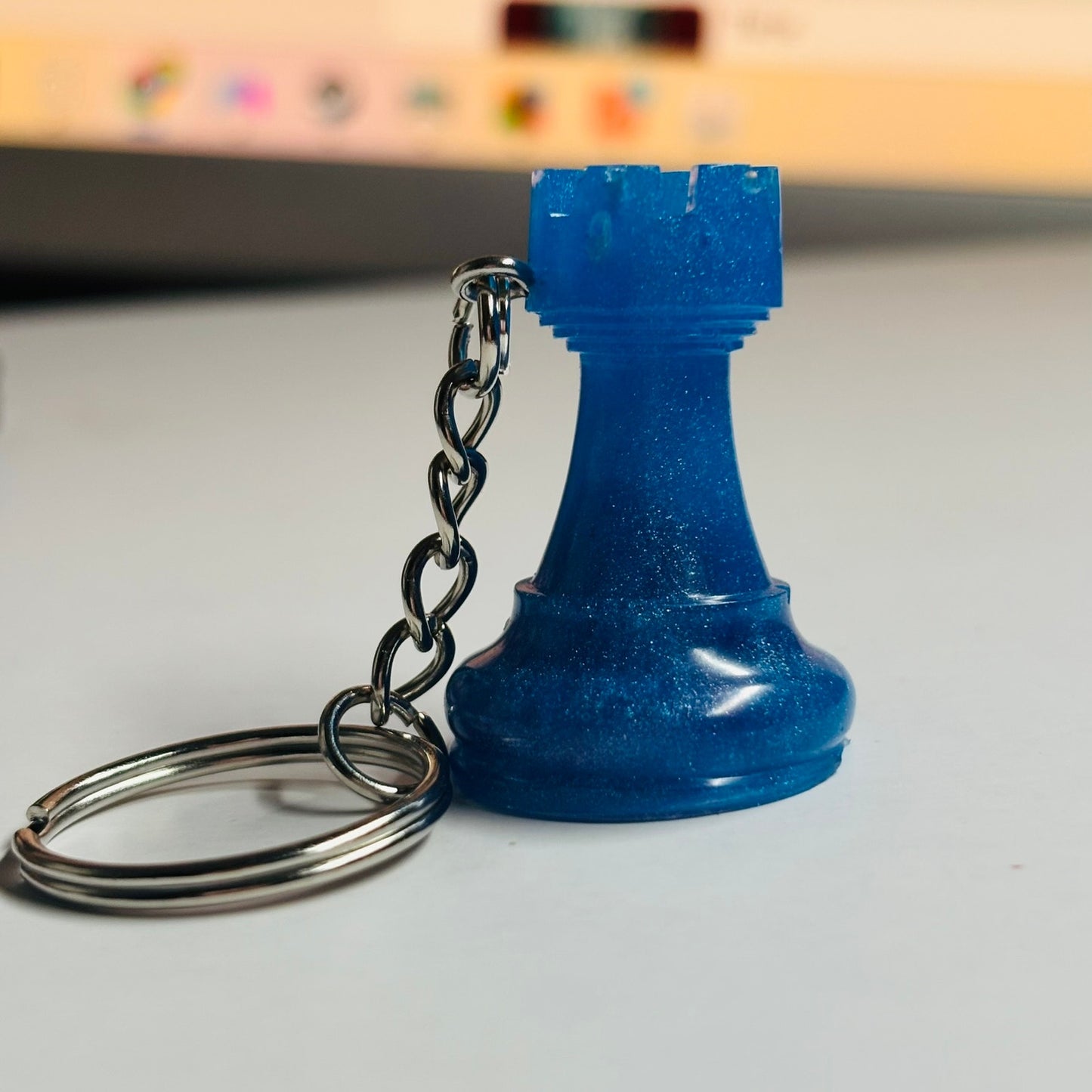 Blue Rook - Handmade Resin Keychain