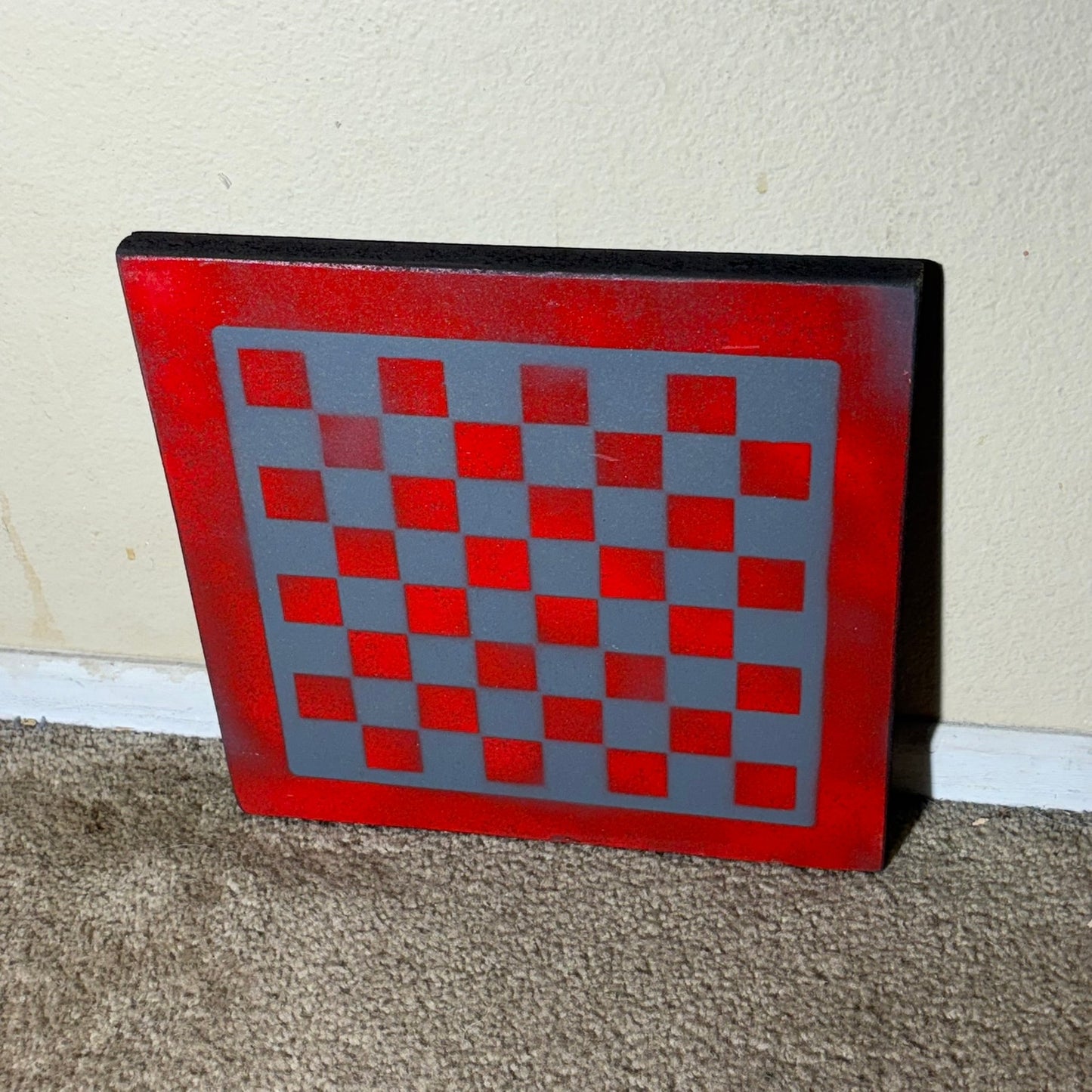 Blue & Red - Painted Chess Board