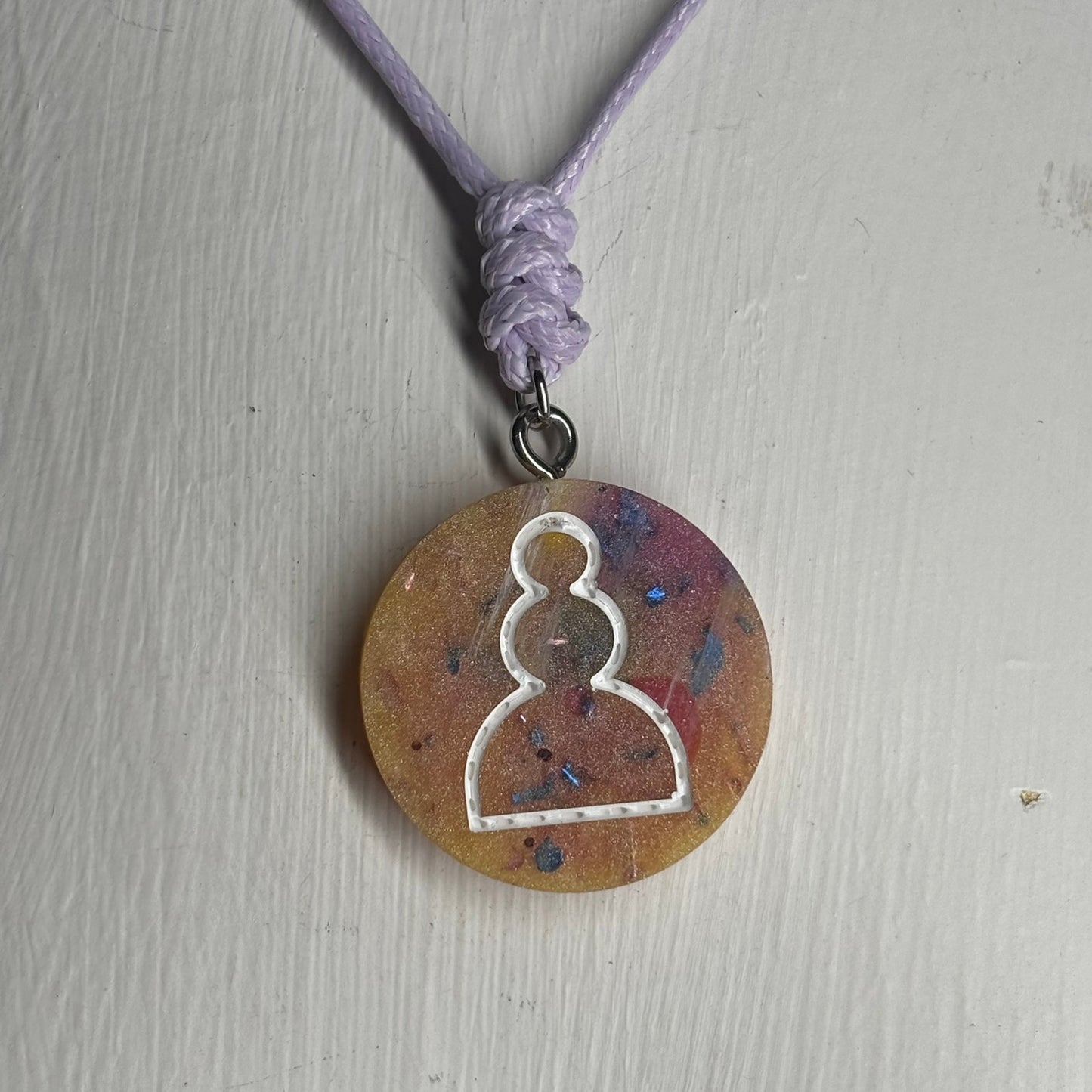 Sunset Yellow Pawn - Handmade Resin Chess Necklace