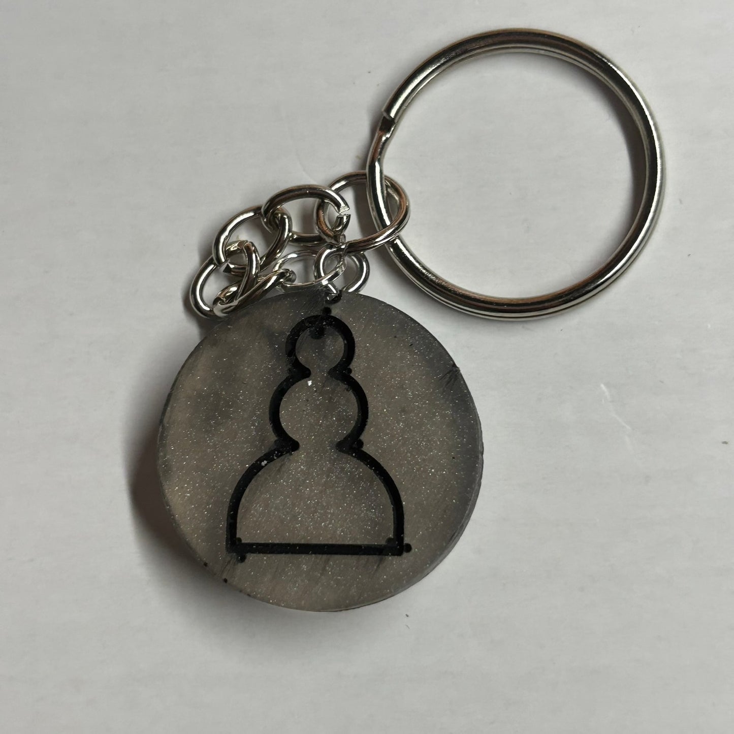 Silver Black Pawn - Handmade Resin Keychain