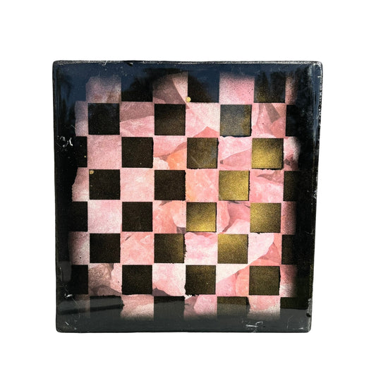Pink Crystal Gold Blush - Resin Coated Chess Board