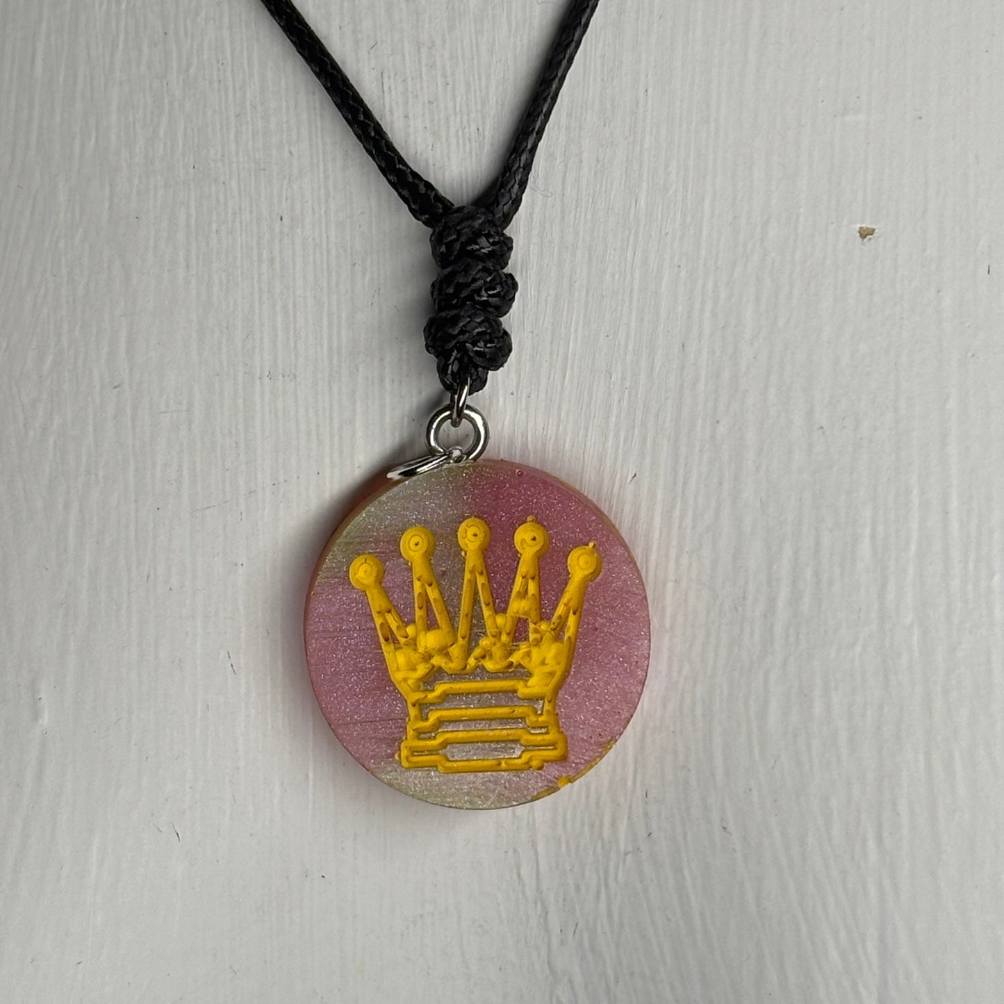 Pink Blush Queen - Handmade Resin Chess Necklace