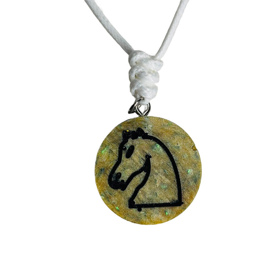 Nature Knight - Handmade Resin Chess Necklace - Flat Edition