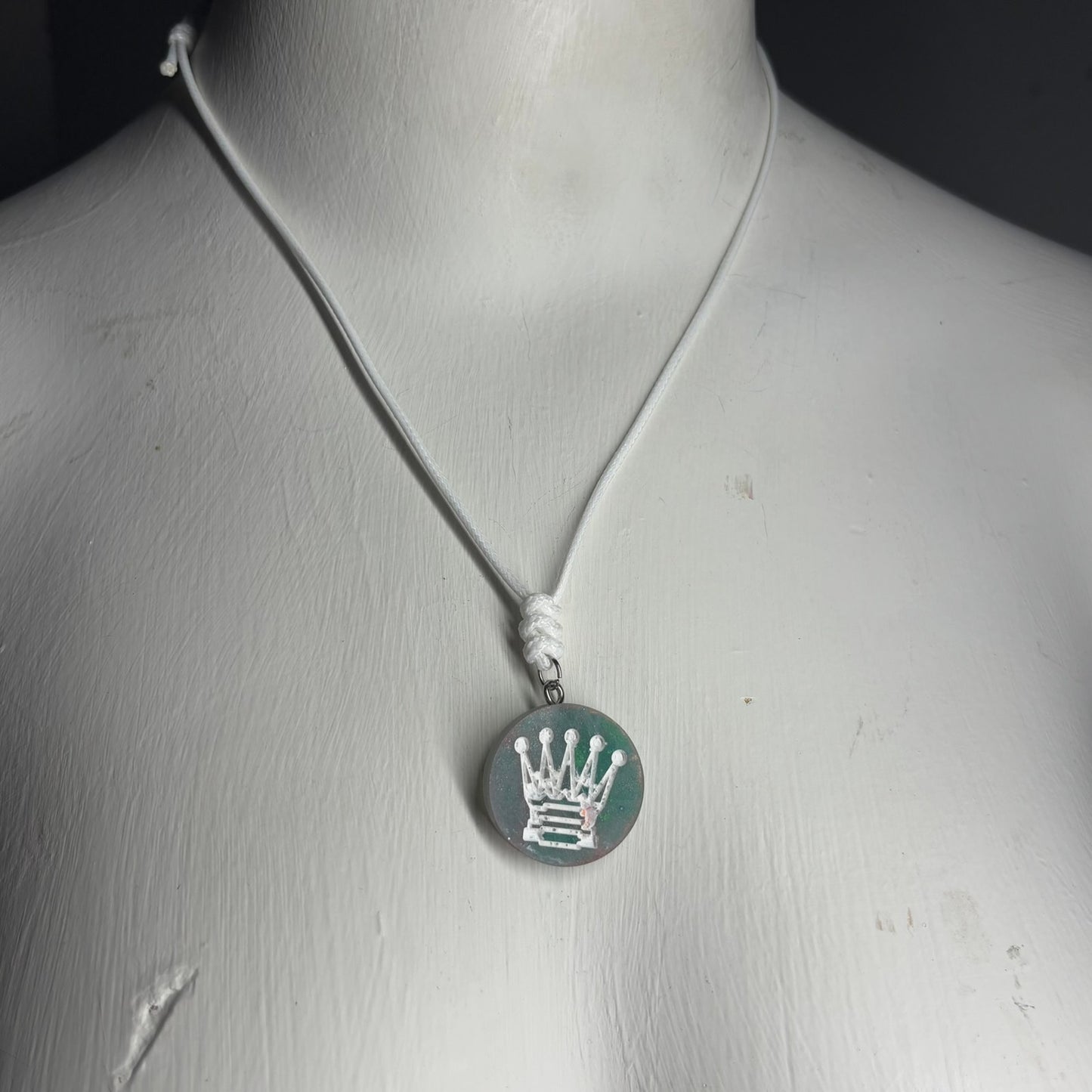 Ice Green Queen - Handmade Resin Chess Necklace