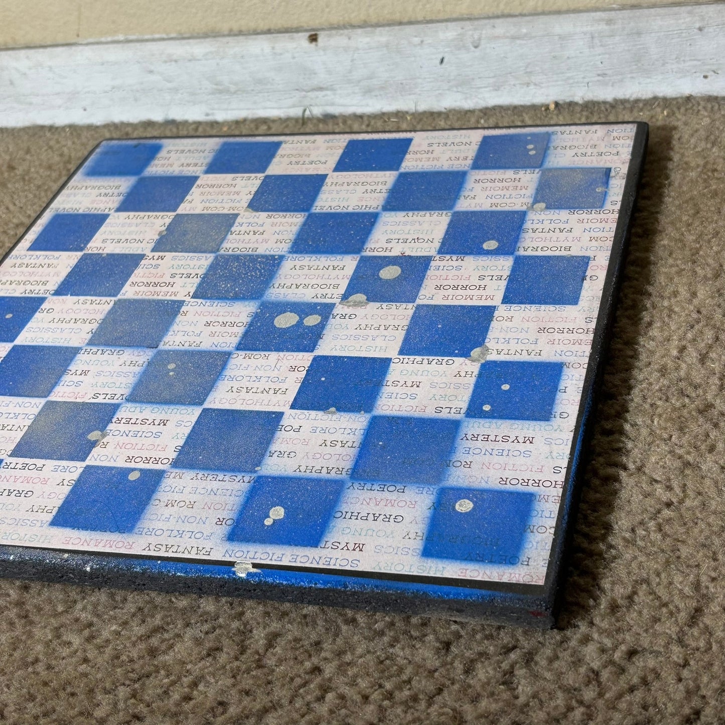 Worded Blue & White - Scrapbook Chess Board