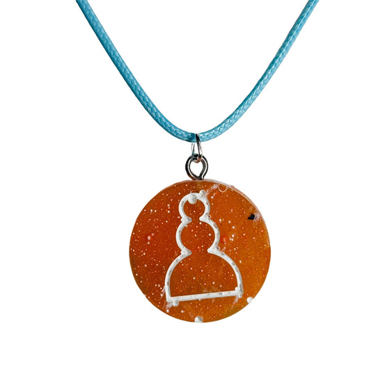 Orange/Blue Pawn - Handmade Resin Chess Necklace