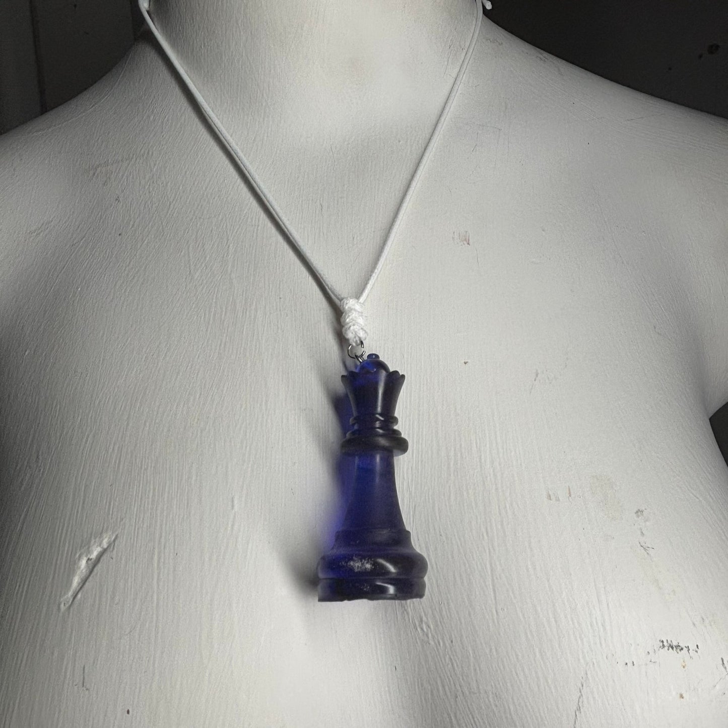 Deep Blue Queen - Handmade Resin Chess Necklace