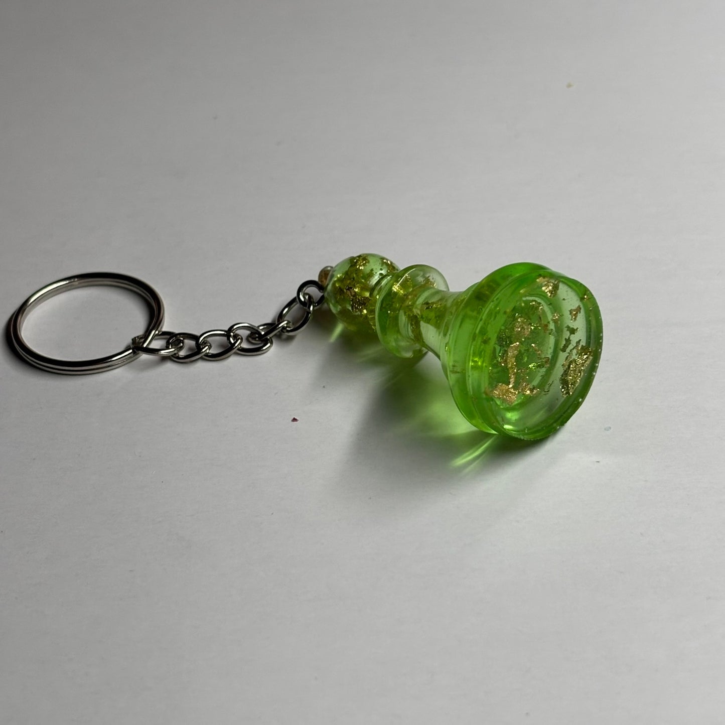 Lime Gold Bishop - Handmade Resin Keychain