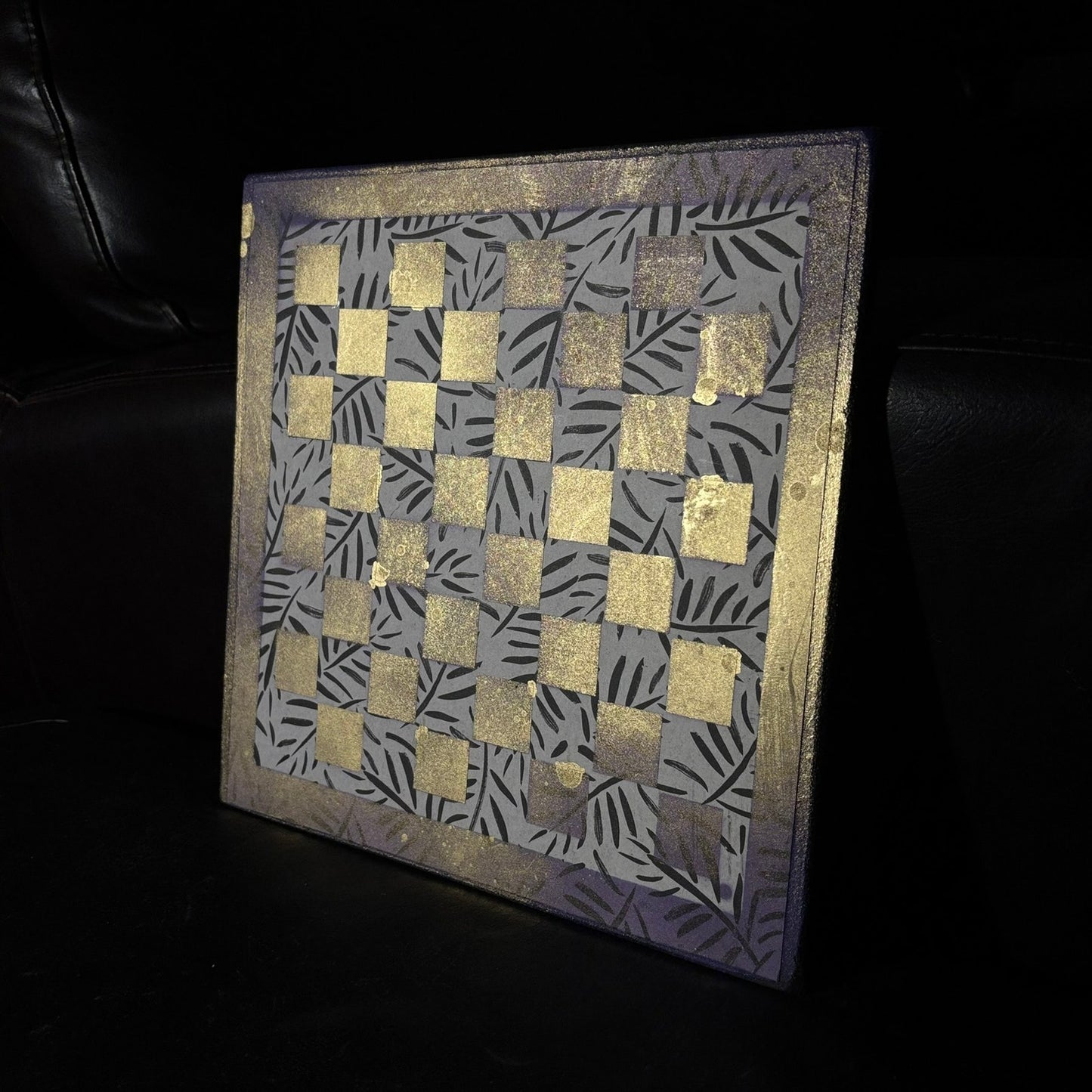 Purple Gold White - Scrapbook Chess Board