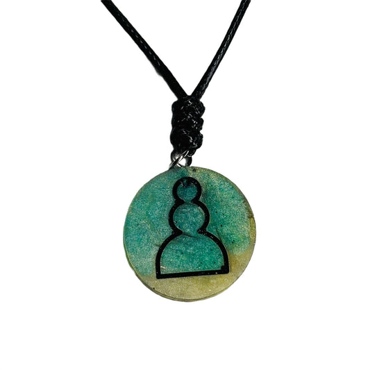 Meshed Green Pawn - Handmade Resin Chess Necklace