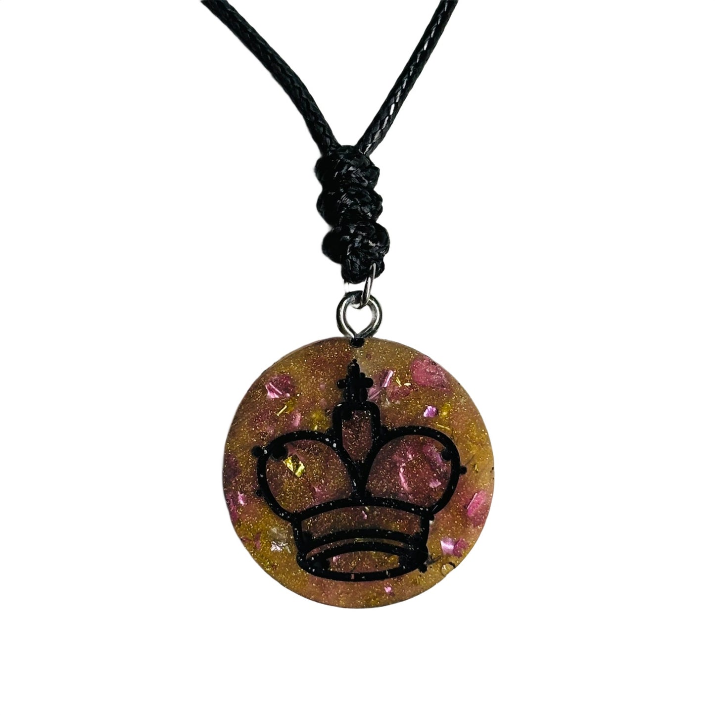 Crystal Brown King - Handmade Resin Chess Necklace