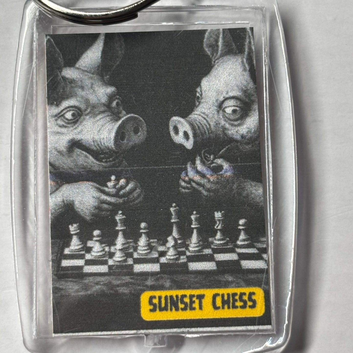 Pigs Play - Chess  Photo Keychain