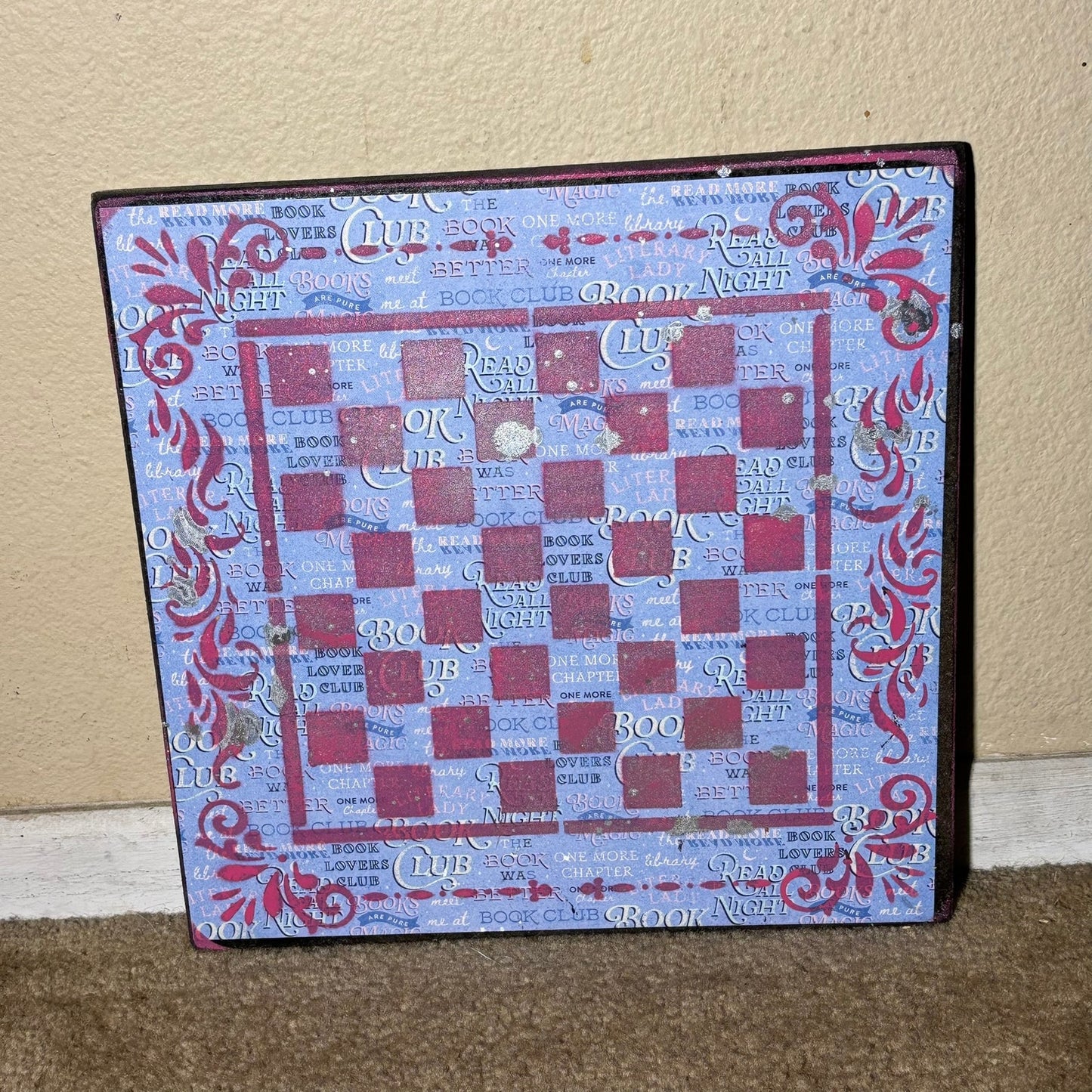 Pink/Blue Book Club - Scrapbook Chess Board