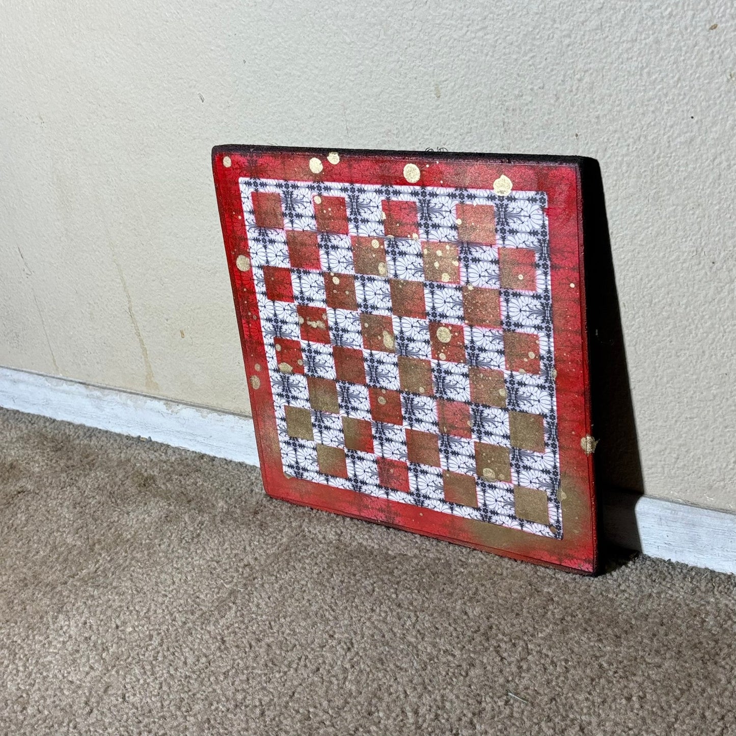 Vintage Red Drip - Scrapbook Chess Board