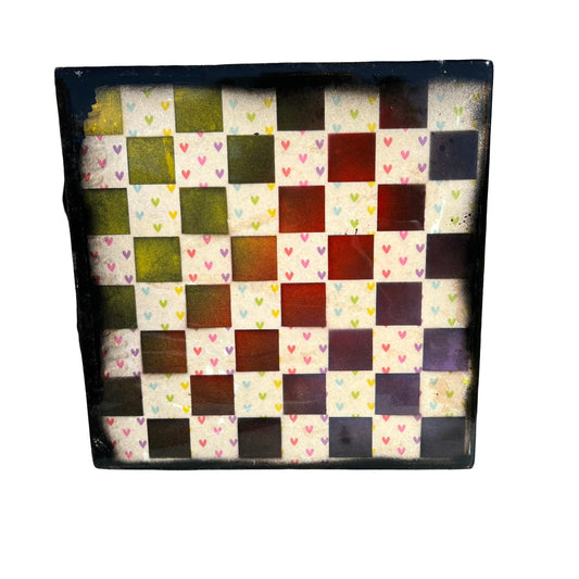 Colorful Hearts - Resin Coated Chess Board