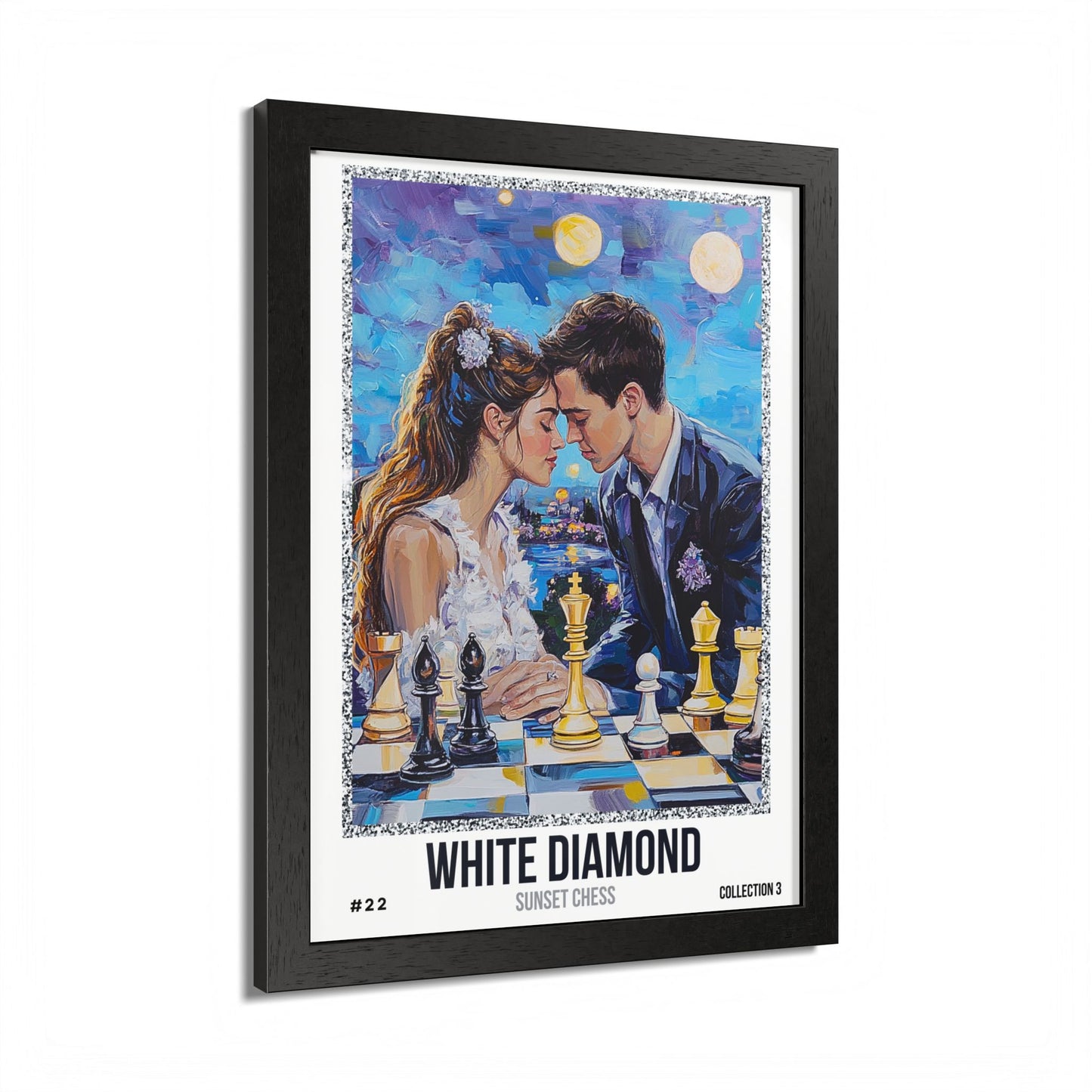 White Diamond - Collection 3 Card #22 - Sunset Card Poster Framed 12"x16"