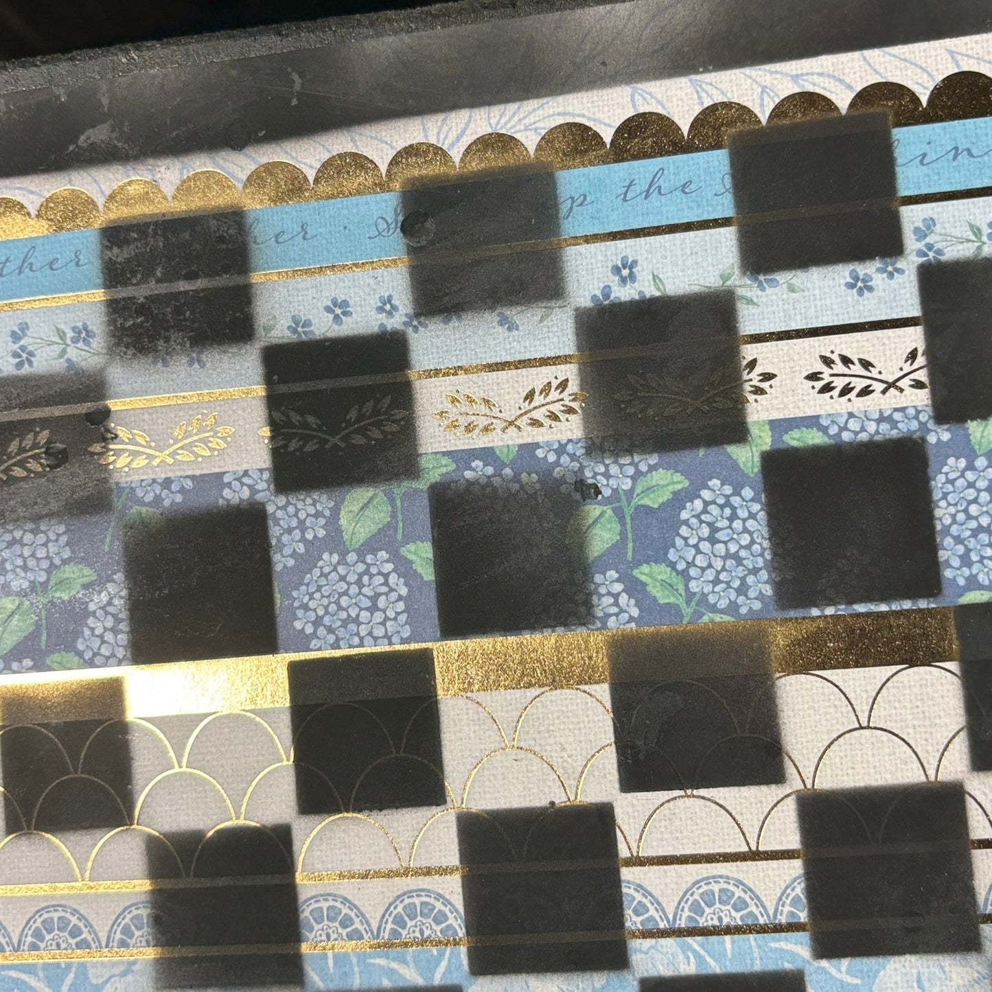 Golden Lining Blue - Scrapbook Chess Board