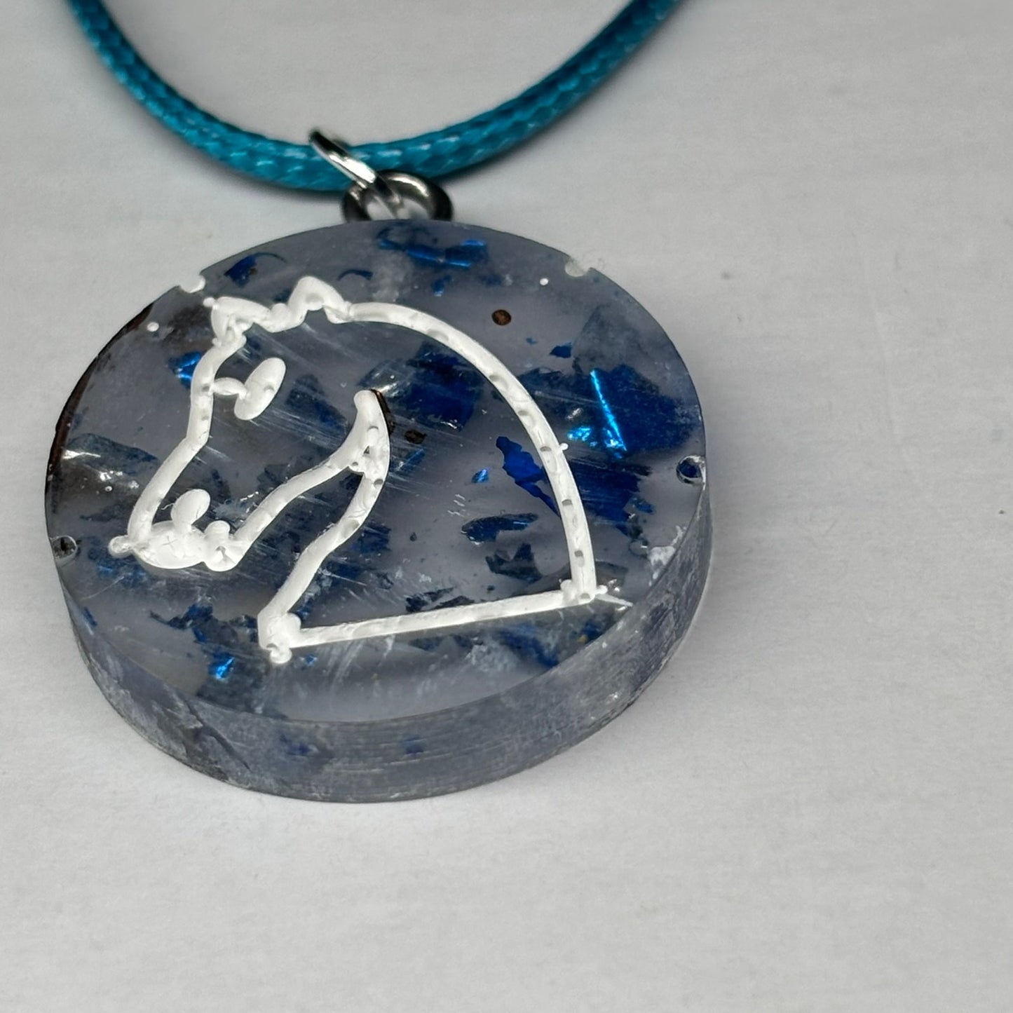 Light Blue Knight - Handmade Resin Chess Necklace