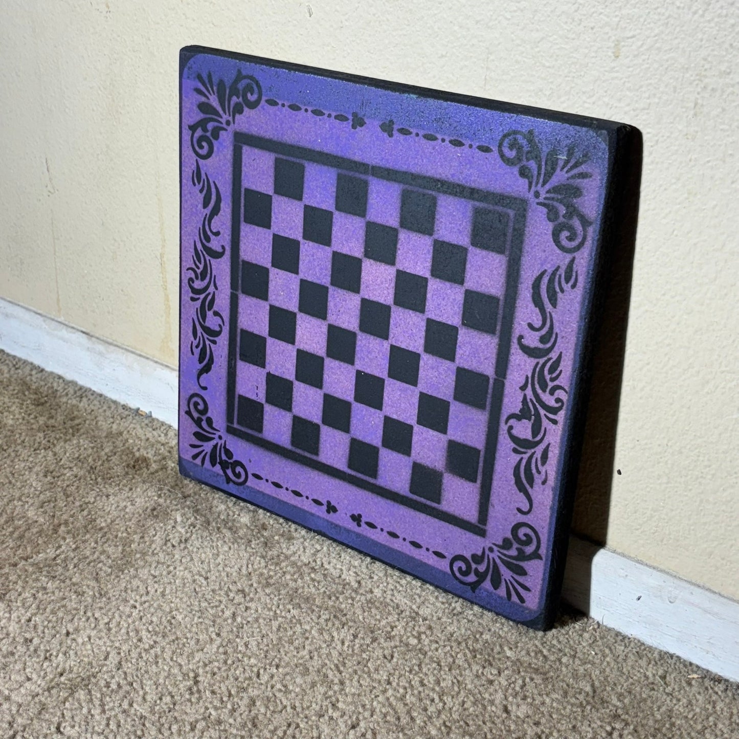Purple Night - Painted Chess Board