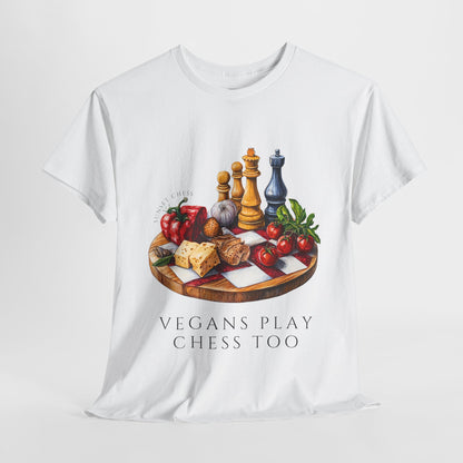 Vegan Chess - White Tee - Unisex Heavy Cotton Tee