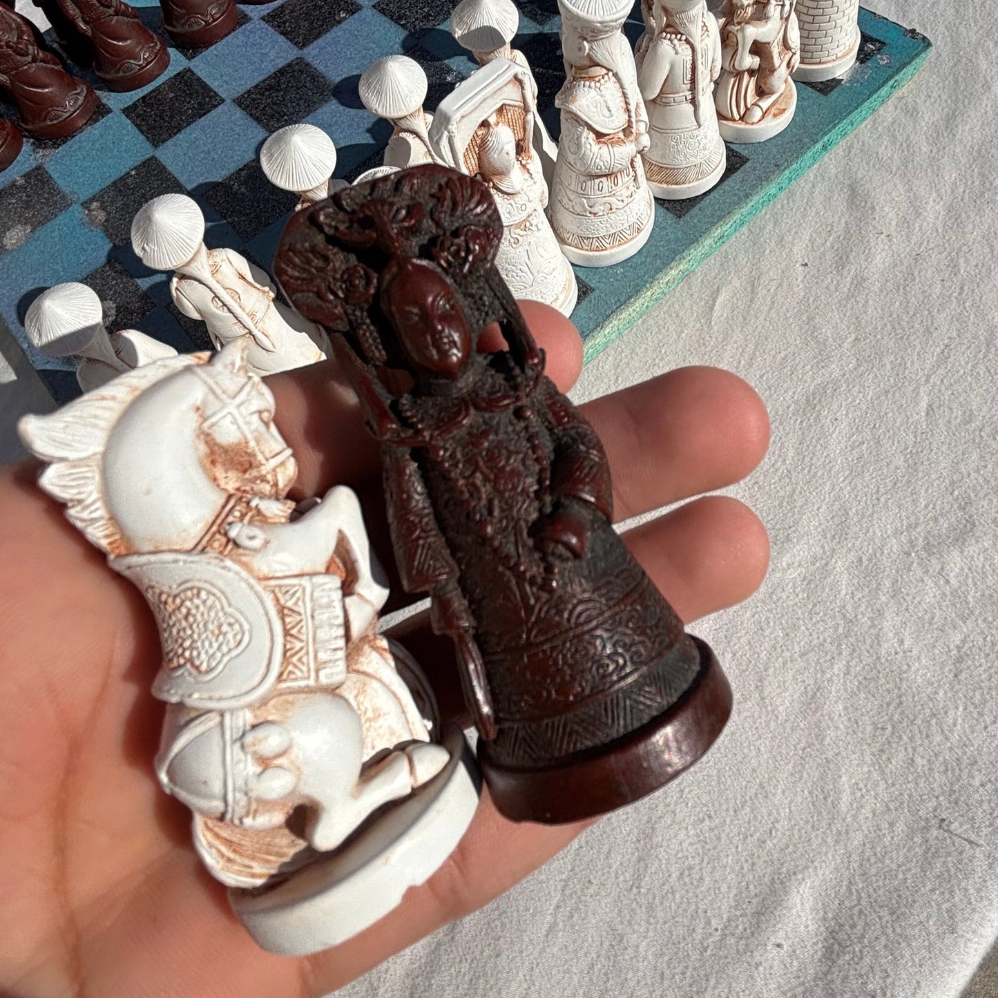 Greenish Blue Space - Chinese Edition Chess Set
