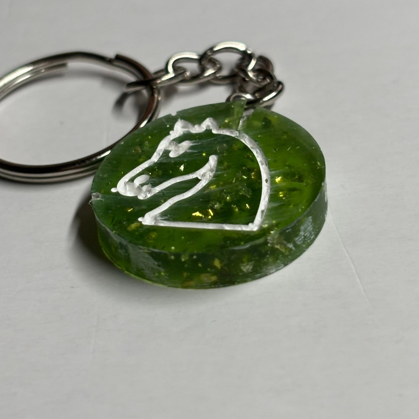 Green Flamed Knight - Handmade Resin Keychain - Flat Edition