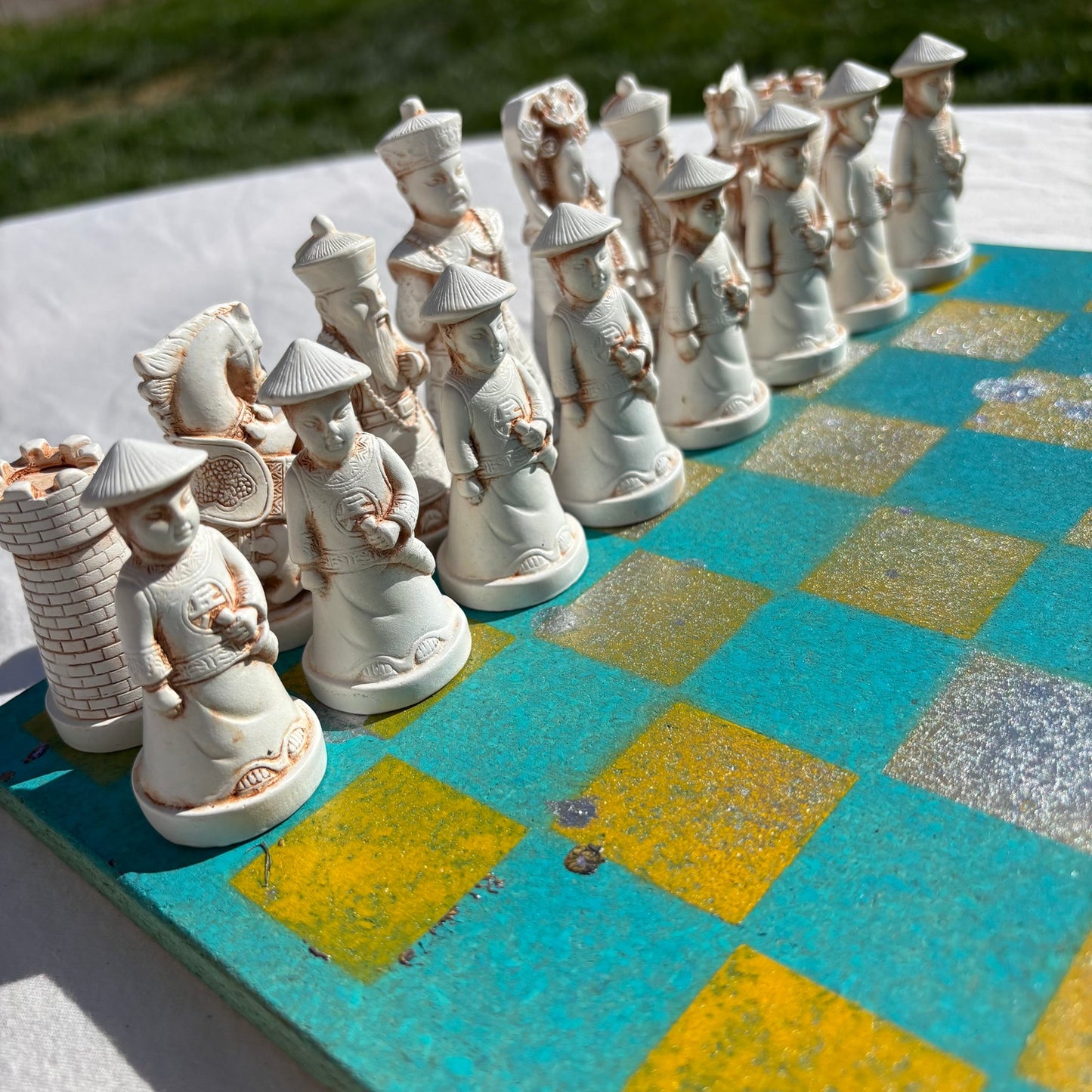 Yellow & Light Blue - Chinese Edition Chess Set