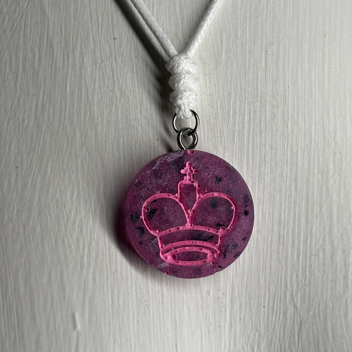 Pink Luxury King - Handmade Resin Chess Necklace